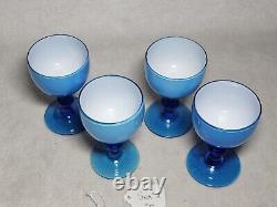 Set Of 4 Vintage Carlo Moretti Blue Cased Wine Glasses MCM WithLabel Set #2