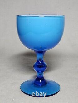 Set Of 4 Vintage Carlo Moretti Blue Cased Wine Glasses MCM WithLabel Set #2