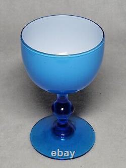 Set Of 4 Vintage Carlo Moretti Blue Cased Wine Glasses MCM WithLabel Set #2