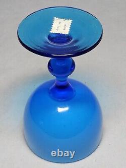 Set Of 4 Vintage Carlo Moretti Blue Cased Wine Glasses MCM WithLabel Set #2