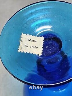 Set Of 4 Vintage Carlo Moretti Blue Cased Wine Glasses MCM WithLabel Set #2