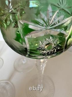 Set Of 5 Bohemian Cut To Clear 8.5 Hock Glasses (unmarked) Nauchtmann/Ajka