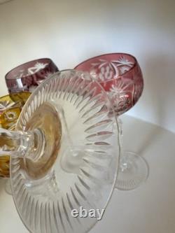 Set Of 5 Bohemian Cut To Clear 8.5 Hock Glasses (unmarked) Nauchtmann/Ajka