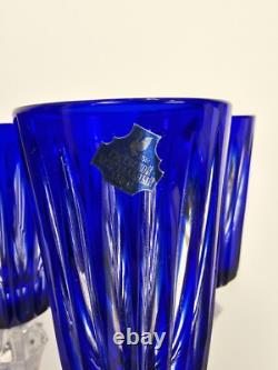 Set Of 5 Vintage Russian Crystal Wine Glass Champagne Cobalt Blue Gus Khrustalny