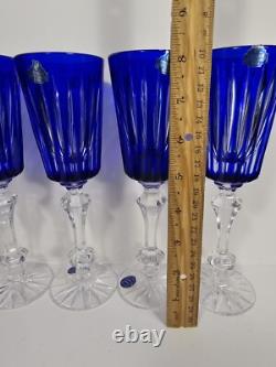 Set Of 5 Vintage Russian Crystal Wine Glass Champagne Cobalt Blue Gus Khrustalny