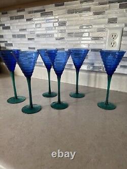 Set Of 6 Art deco Vintage Wine Glasses Glasses 6 Oz