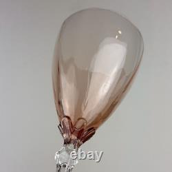 Set Of 6 Fostoria Fairfax Rose Pink Optic 5098-5298 Water Wine Goblets 8,25