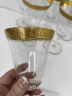 Set Of 6 Tiffin Franciscan Minton Vintage Optic Wine Water Glass Gold Trim