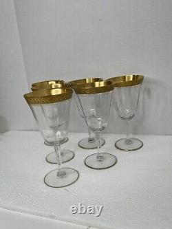 Set Of 6 Tiffin Franciscan Minton Vintage Optic Wine Water Glass Gold Trim