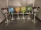 Set Of 6 Vintage Bohemian Cut-to-Clear Colored Crystal Wine Glasses MCM