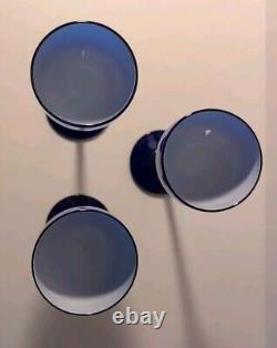 Set Of 6 Vintage Carlo Moretti Blue with White Cased 6.5 Wine Glasses