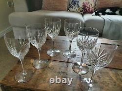 Set Of 6 Vintage Cristal Au Plomb Clear Lead Crystal Cut Wine Glasses