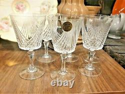 Set Of 6 Vintage Cristal D'Arques-Taill'e France Wine Glass Crystal Cut Genuine