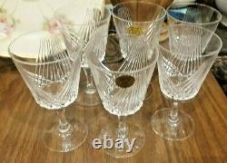 Set Of 6 Vintage Cristal D'Arques-Taill'e France Wine Glass Crystal Cut Genuine