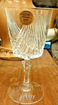 Set Of 6 Vintage Cristal D'Arques-Taill'e France Wine Glass Crystal Cut Genuine