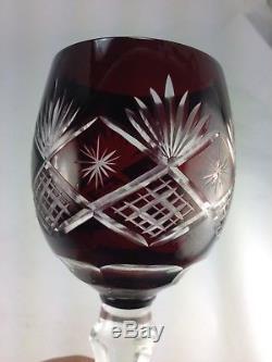 Set Of 6 Vintage Cut To Clear Crystal Burgundy Wine Glasses Goblets 7 1/2