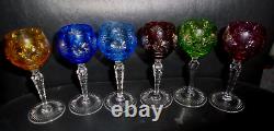 Set Of 6 Vintage Nachtmann Bleikristall Cut To Clear Wine/cordial Glasses