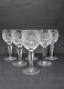Set Of 6 Vintage Sears Country Rose Etched Gray Cut Crystal Wine Glasses