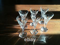 Set Of 6 Vintage Val St Lambert Crystal Wine Goblets/stemware Hafnia Pattern