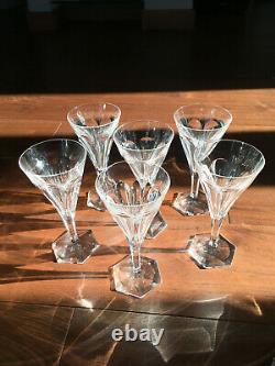 Set Of 6 Vintage Val St Lambert Crystal Wine Goblets/stemware Hafnia Pattern