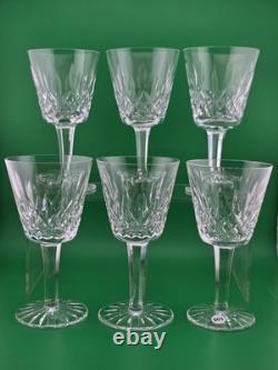 Set Of 6 Vintage Waterford Kylemore Crystal Claret Wine Glasses, 6 in high. VG