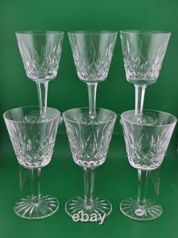 Set Of 6 Vintage Waterford Kylemore Crystal Claret Wine Glasses, 6 in high. VG