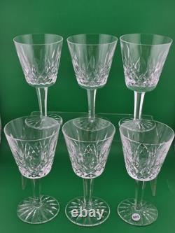 Set Of 6 Vintage Waterford Kylemore Crystal Claret Wine Glasses, 6 in high. VG
