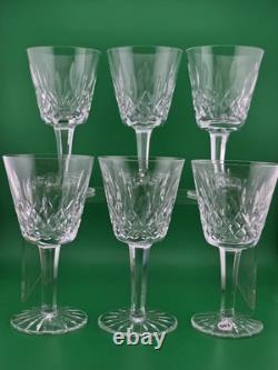 Set Of 6 Vintage Waterford Kylemore Crystal Claret Wine Glasses, 6 in high. VG