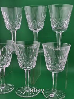 Set Of 6 Vintage Waterford Kylemore Crystal Claret Wine Glasses, 6 in high. VG