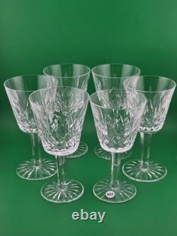 Set Of 6 Vintage Waterford Kylemore Crystal Claret Wine Glasses, 6 in high. VG