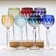 Set Of 7 Colors Vintage Style Crystal Hock Wine Glass Hand Cut To Clear Goblets