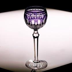 Set Of 7 Colors Vintage Style Crystal Hock Wine Glass Hand Cut To Clear Goblets