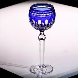 Set Of 7 Colors Vintage Style Crystal Hock Wine Glass Hand Cut To Clear Goblets