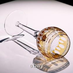 Set Of 7 Colors Vintage Style Crystal Hock Wine Glass Hand Cut To Clear Goblets