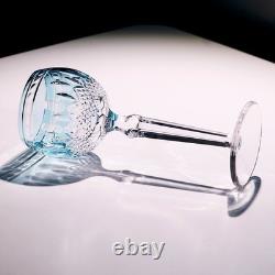 Set Of 7 Colors Vintage Style Crystal Hock Wine Glass Hand Cut To Clear Goblets