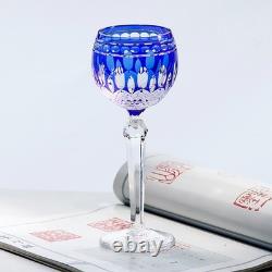 Set Of 7 Colors Vintage Style Crystal Hock Wine Glass Hand Cut To Clear Goblets