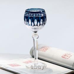 Set Of 7 Colors Vintage Style Crystal Hock Wine Glass Hand Cut To Clear Goblets