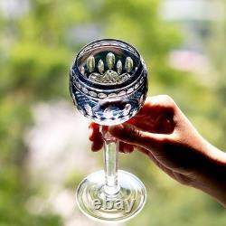 Set Of 7 Colors Vintage Style Crystal Hock Wine Glass Hand Cut To Clear Goblets