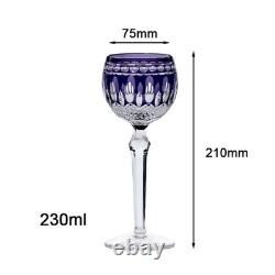 Set Of 7 Colors Vintage Style Crystal Hock Wine Glass Hand Cut To Clear Goblets