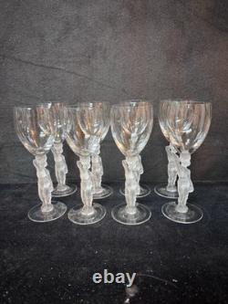 Set Of 8 Bacchus by France Frosted Glass Claret Wine Glass