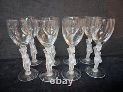 Set Of 8 Bacchus by France Frosted Glass Claret Wine Glass