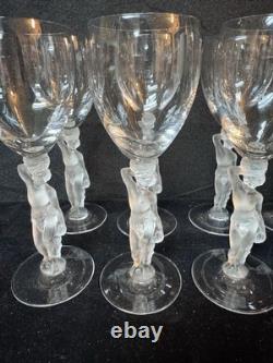 Set Of 8 Bacchus by France Frosted Glass Claret Wine Glass
