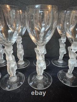 Set Of 8 Bacchus by France Frosted Glass Claret Wine Glass