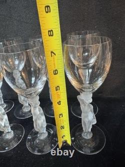 Set Of 8 Bacchus by France Frosted Glass Claret Wine Glass