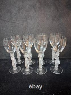 Set Of 8 Bacchus by France Frosted Glass Claret Wine Glass
