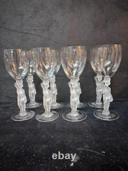 Set Of 8 Bacchus by France Frosted Glass Claret Wine Glass