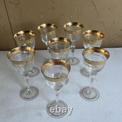 Set Of 8 Dorothy Thorpe Golden Band Wine Champagne Glass 6.7/8