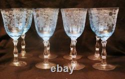 Set Of 8 Vintage Fostoria Navarre Blue Wine Goblets 6 1/2