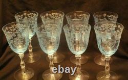 Set Of 8 Vintage Fostoria Navarre Blue Wine Goblets 6 1/2