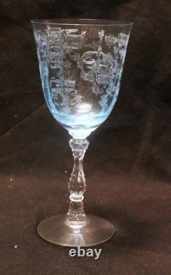 Set Of 8 Vintage Fostoria Navarre Blue Wine Goblets 6 1/2